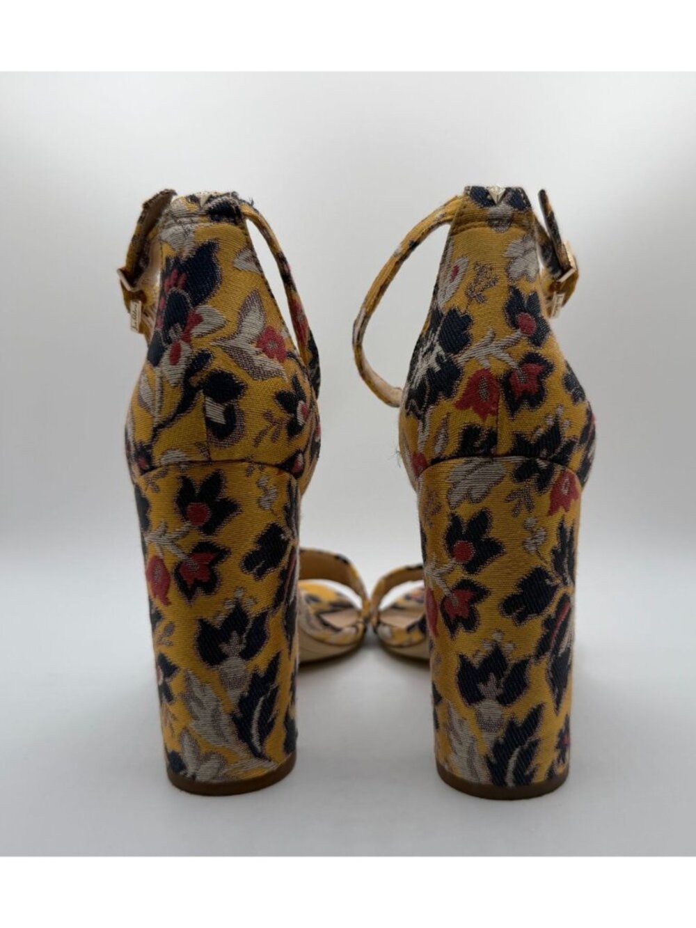 Sam Edelman Yaro Block Heel Sandals Women Size 8M Tuscan Yellow/Multi Floral - Picture 8 of 11